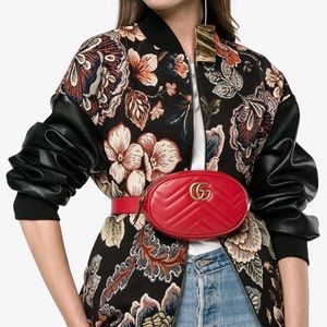 New! GUCCI Calfskin Matelasse GG Marmont Belt Bag